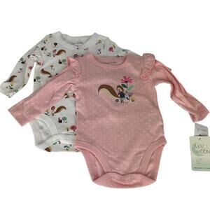 Mac & Moon NEW set of 2 long sleeve 6 month organic cotton animal chipmunk